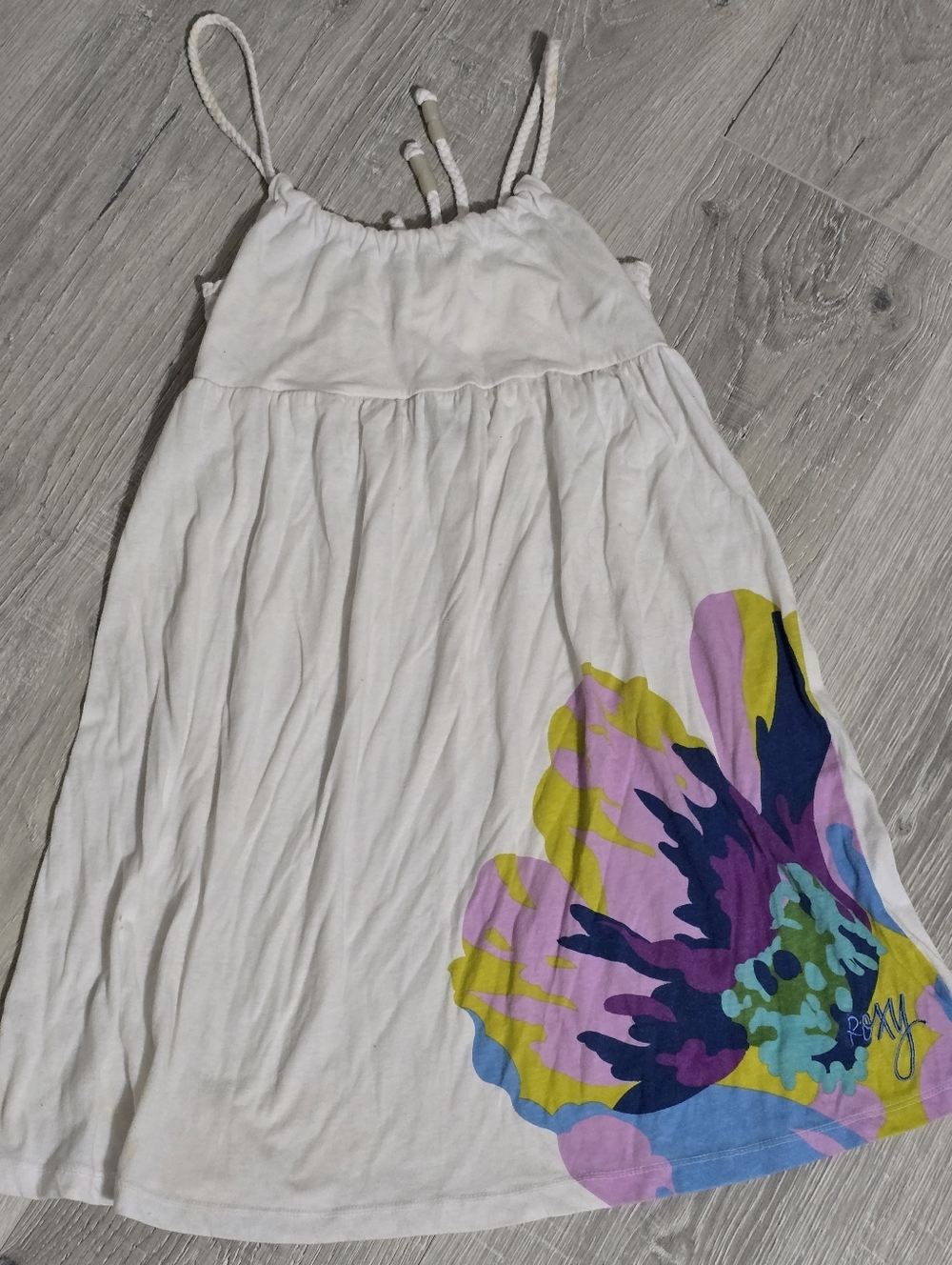 Roxy Cream Midi Dress with Multicolor Floral Print